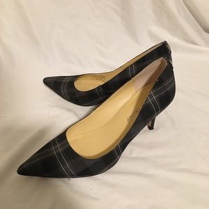 IVANKA TRUMP LEATHER SOLE CHECKED PRINT HEELS